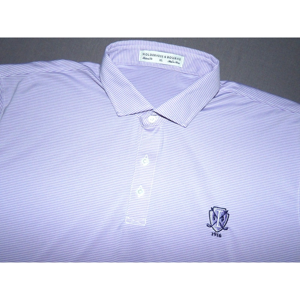 Holderness & Bourne Tailored Fit Striped Performance Polo Golf Shirt Men's XL